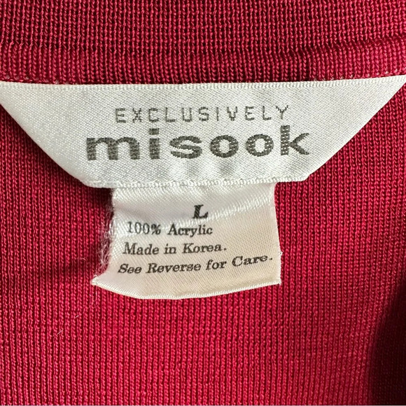 Exclusively Misook Cardigan Womens L Sweater
Open Front Black Red Slinky Knit - Picture 6 of 7
